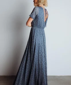RR Dresses Venice Lace Maxi Dress | Slate Blue