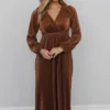 BB Custom Dresses Venus Pleated Maxi Dress | Bronze