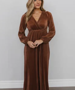 BB Custom Dresses Venus Pleated Maxi Dress | Bronze
