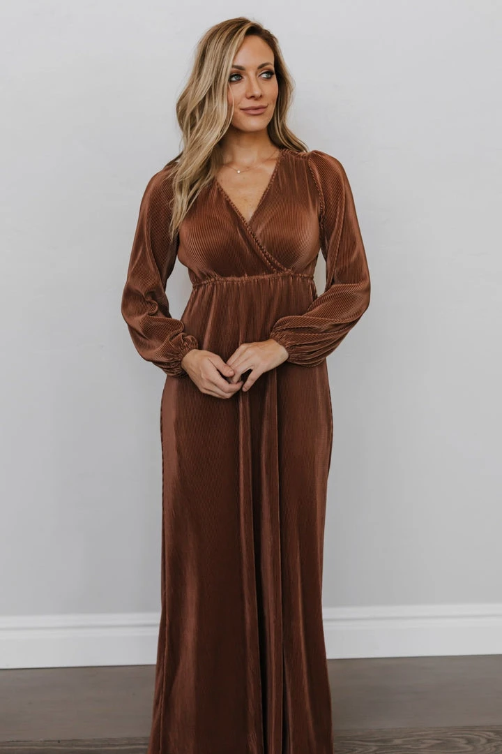 BB Custom Dresses Venus Pleated Maxi Dress | Bronze 1 BB Custom Dresses Venus Pleated Maxi Dress | Bronze