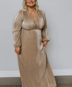BB Custom Dresses Venus Pleated Maxi Dress | Gold
