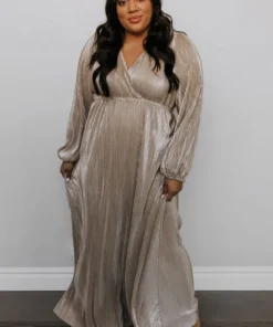 BB Custom Dresses Venus Pleated Maxi Dress | Gold