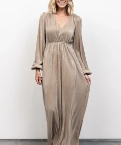 BB Custom Dresses Venus Pleated Maxi Dress | Gold