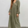 BB Custom Dresses Venus Pleated Maxi Dress | Sage