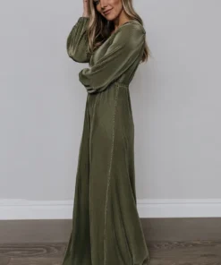 BB Custom Dresses Venus Pleated Maxi Dress | Sage