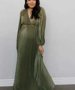 BB Custom Dresses Venus Pleated Maxi Dress | Sage