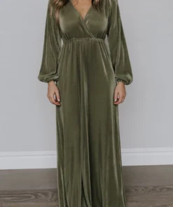 BB Custom Dresses Venus Pleated Maxi Dress | Sage