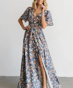 BB Custom Verona Smocked Maxi Dress | Blue Floral