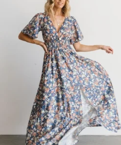 BB Custom Verona Smocked Maxi Dress | Blue Floral