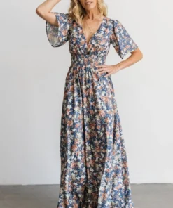 BB Custom Verona Smocked Maxi Dress | Blue Floral