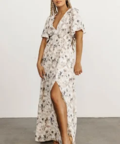 BB Custom Dresses Verona Smocked Maxi Dress | White Watercolor