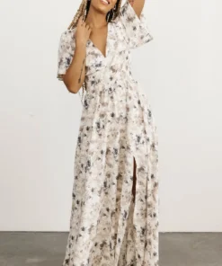 BB Custom Dresses Verona Smocked Maxi Dress | White Watercolor