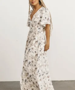 BB Custom Dresses Verona Smocked Maxi Dress | White Watercolor