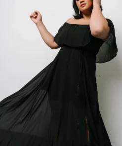 BB Custom Victoria Off Shoulder Maxi Dress | Black Dresses