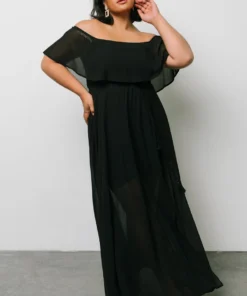 BB Custom Victoria Off Shoulder Maxi Dress | Black Dresses