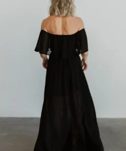 BB Custom Victoria Off Shoulder Maxi Dress | Black Dresses