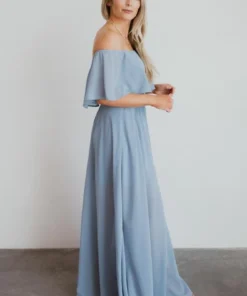 BB Custom Victoria Off Shoulder Maxi Dress | Light Blue