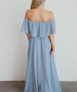 BB Custom Victoria Off Shoulder Maxi Dress | Light Blue