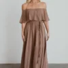 BB Custom Victoria Off Shoulder Maxi Dress | Mocha