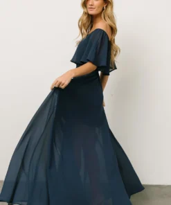 BB Custom Victoria Off Shoulder Maxi Dress | Navy Dresses 10 BB Custom Victoria Off Shoulder Maxi Dress | Navy Dresses