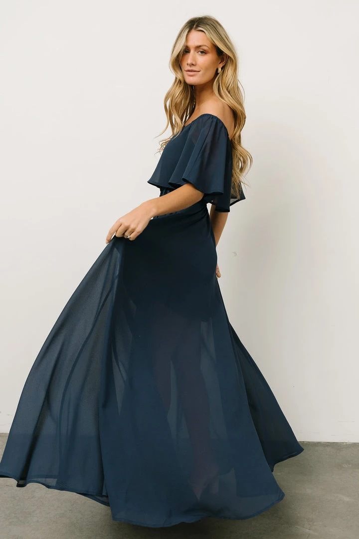 BB Custom Victoria Off Shoulder Maxi Dress | Navy Dresses 3 BB Custom Victoria Off Shoulder Maxi Dress | Navy Dresses