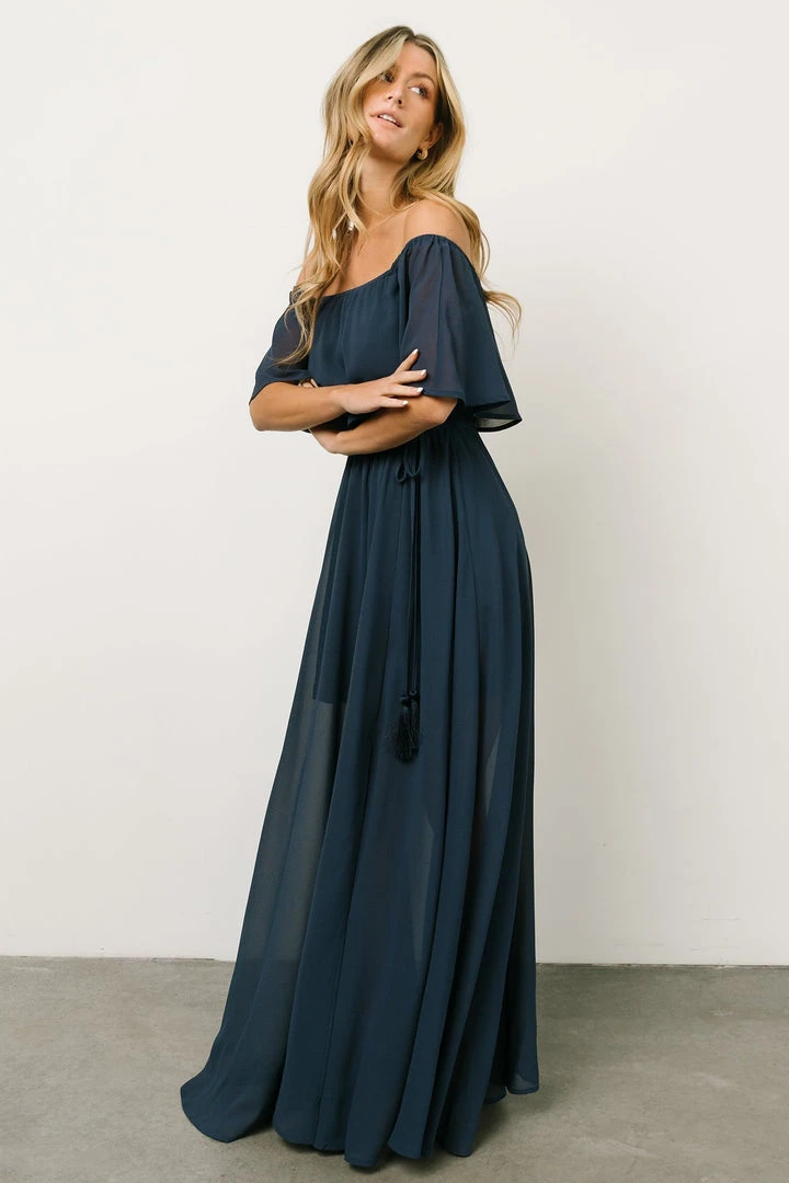 BB Custom Victoria Off Shoulder Maxi Dress | Navy Dresses 1 BB Custom Victoria Off Shoulder Maxi Dress | Navy Dresses