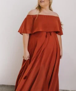 BB Custom Maxi Dresses Victoria Off Shoulder Maxi Dress | Rust