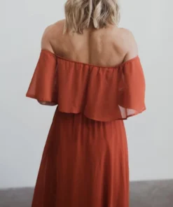BB Custom Maxi Dresses Victoria Off Shoulder Maxi Dress | Rust