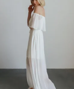BB Custom Dresses Victoria Off Shoulder Maxi Dress | White