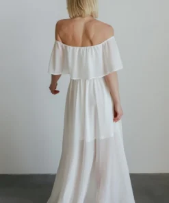 BB Custom Dresses Victoria Off Shoulder Maxi Dress | White