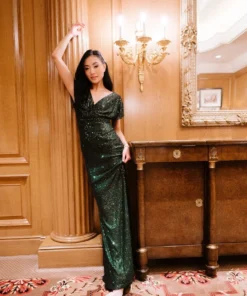 RR Vienna Sequin Maxi Dress | Green Dresses