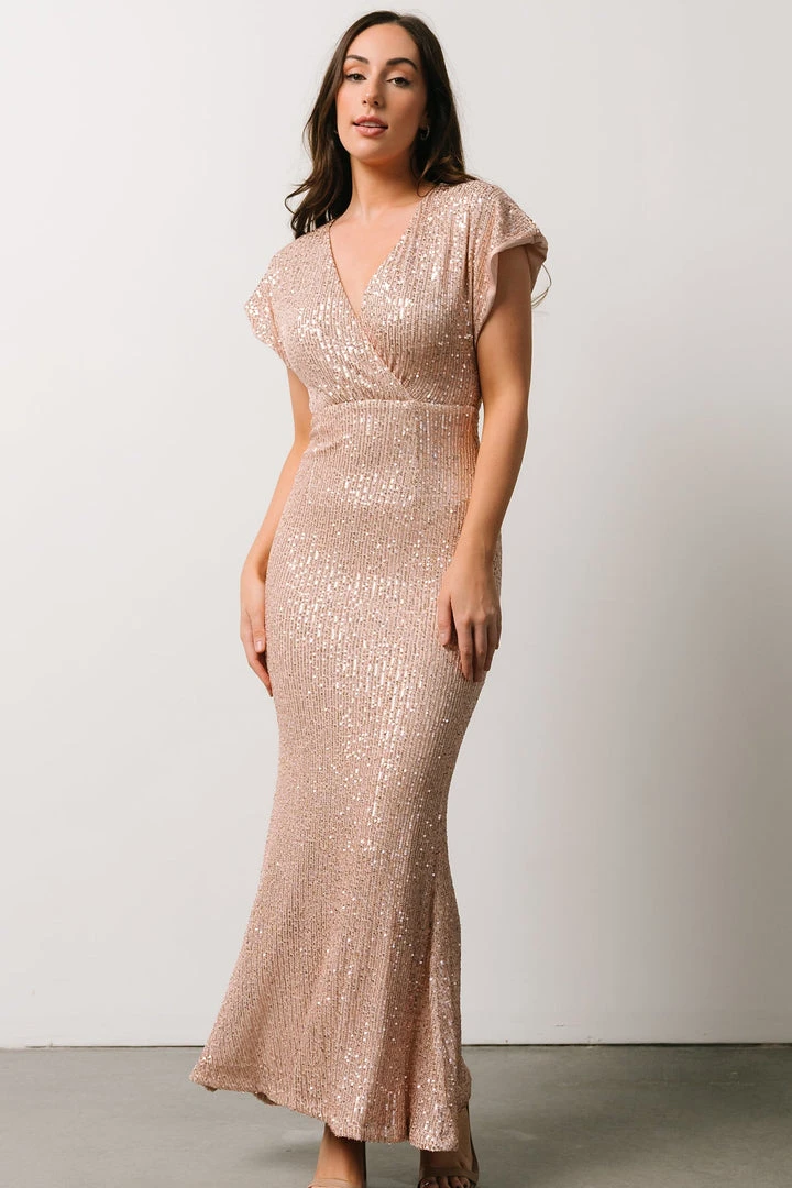 RR Vienna Sequin Maxi Dress | Rose Gold 1 RR Vienna Sequin Maxi Dress | Rose Gold
