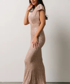RR Vienna Sequin Maxi Dress | Rose Gold