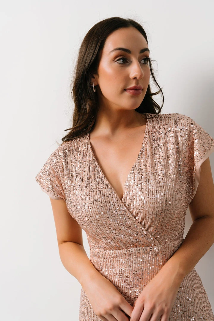 RR Vienna Sequin Maxi Dress | Rose Gold 4 RR Vienna Sequin Maxi Dress | Rose Gold