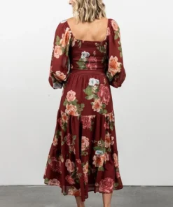 FT Dresses Vyn Tiered Midi Dress | Burgundy Floral