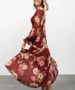 FT Dresses Vyn Tiered Midi Dress | Burgundy Floral
