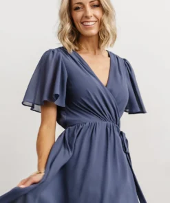 Soi Waverly Wrap Dress | Slate Blue