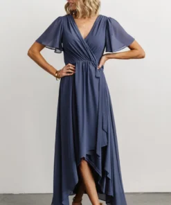 Soi Waverly Wrap Dress | Slate Blue