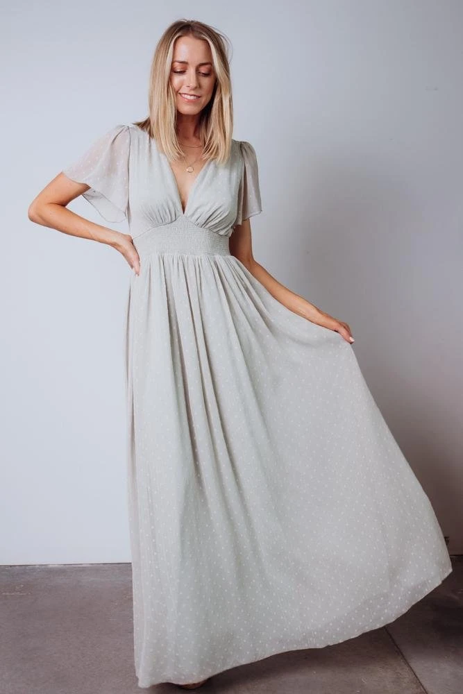 RR Weslie Shimmer Dot Maxi Dress | Sage Dresses 6 RR Weslie Shimmer Dot Maxi Dress | Sage Dresses