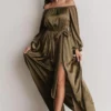 DD Westminster Off-Shoulder Maxi Dress | Olive