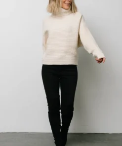 LUM Whitney Ribbed Turtle Neck Sweater | Cream Tops 12 LUM Whitney Ribbed Turtle Neck Sweater | Cream Tops
