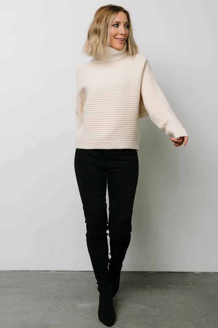 LUM Whitney Ribbed Turtle Neck Sweater | Cream Tops 4 LUM Whitney Ribbed Turtle Neck Sweater | Cream Tops