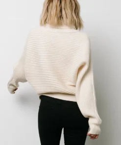 LUM Whitney Ribbed Turtle Neck Sweater | Cream Tops 14 LUM Whitney Ribbed Turtle Neck Sweater | Cream Tops