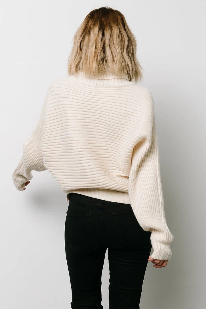LUM Whitney Ribbed Turtle Neck Sweater | Cream Tops 6 LUM Whitney Ribbed Turtle Neck Sweater | Cream Tops