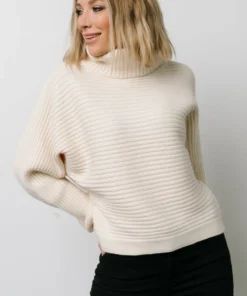 LUM Whitney Ribbed Turtle Neck Sweater | Cream Tops 11 LUM Whitney Ribbed Turtle Neck Sweater | Cream Tops