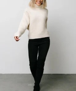 LUM Whitney Ribbed Turtle Neck Sweater | Cream Tops 17 LUM Whitney Ribbed Turtle Neck Sweater | Cream Tops