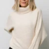 LUM Whitney Ribbed Turtle Neck Sweater | Cream Tops