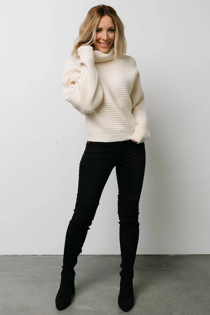 LUM Whitney Ribbed Turtle Neck Sweater | Cream Tops 2 LUM Whitney Ribbed Turtle Neck Sweater | Cream Tops