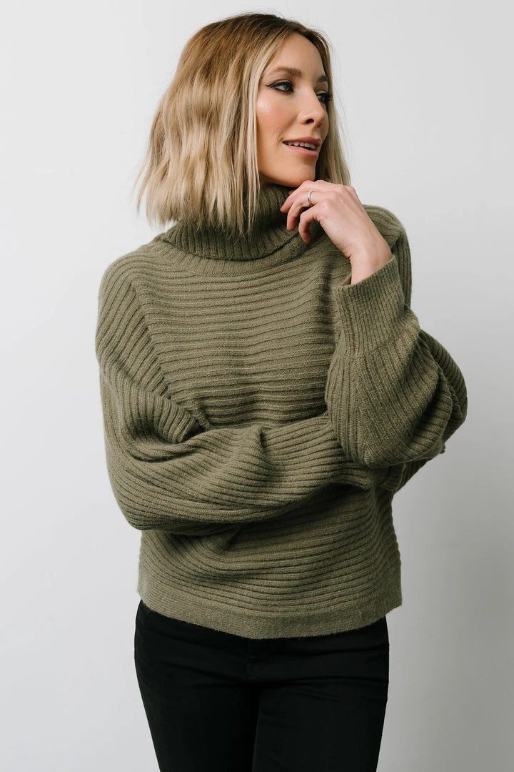 LUM Tops Whitney Ribbed Turtle Neck Sweater | Dusty Olive 1 LUM Tops Whitney Ribbed Turtle Neck Sweater | Dusty Olive