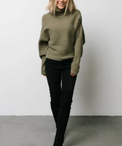LUM Tops Whitney Ribbed Turtle Neck Sweater | Dusty Olive 10 LUM Tops Whitney Ribbed Turtle Neck Sweater | Dusty Olive